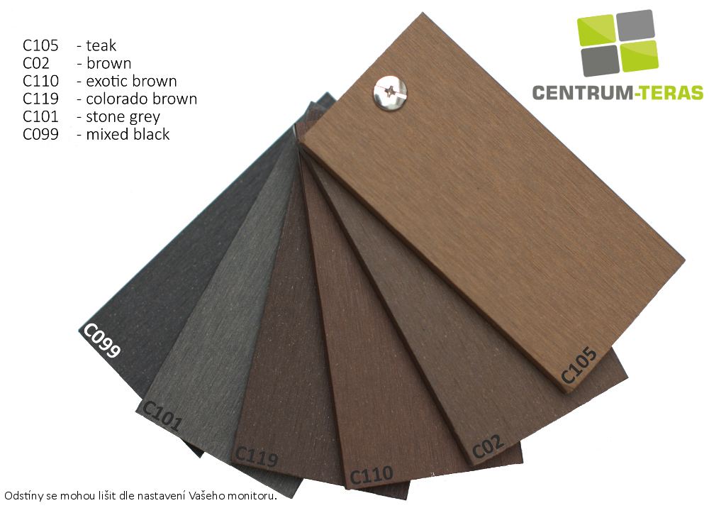 WPC dřevo plastová plotovka 2200x100x13mm - teak