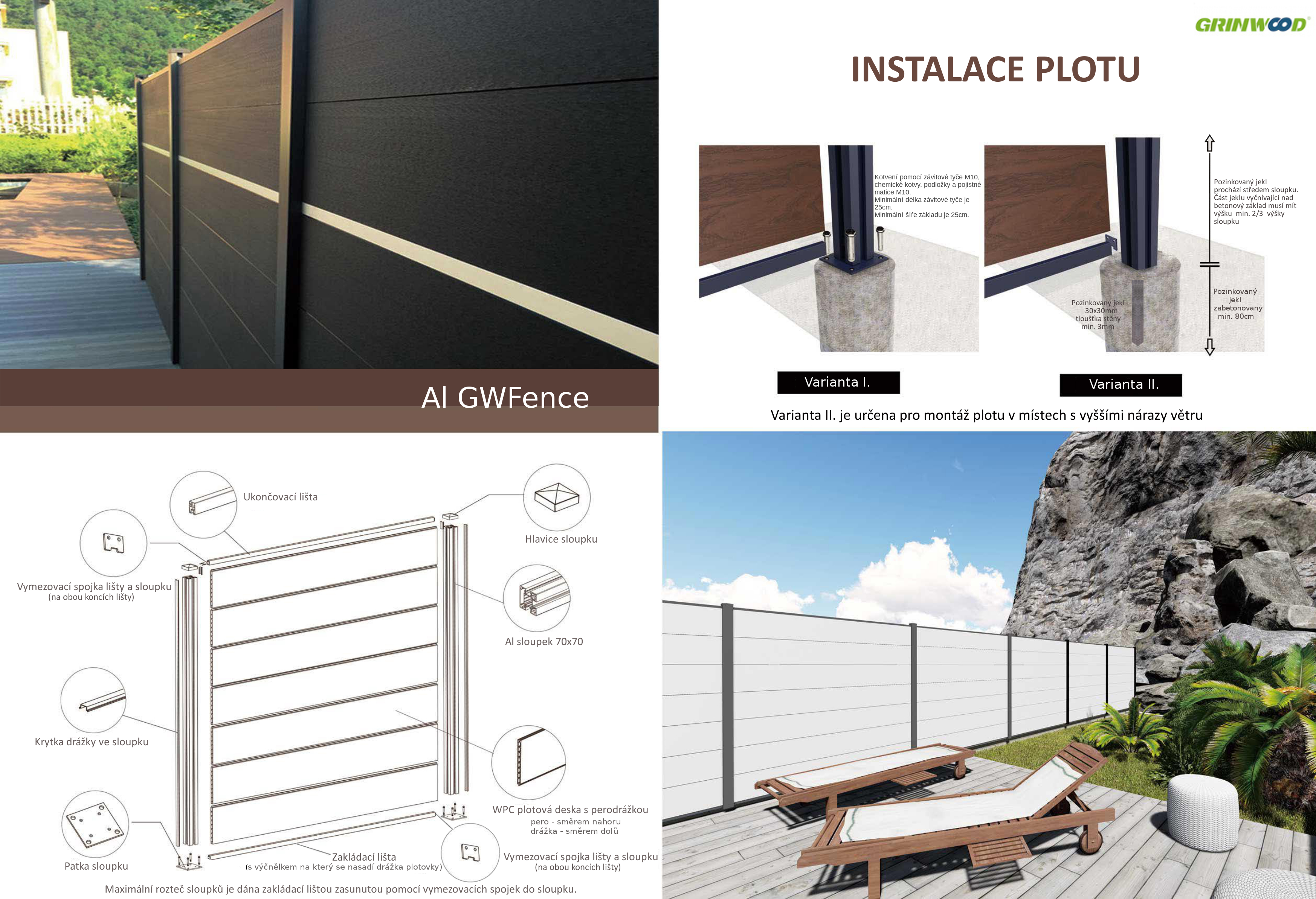 Al GWFence - dřevo plastová plotovka GW303 - exotic brown