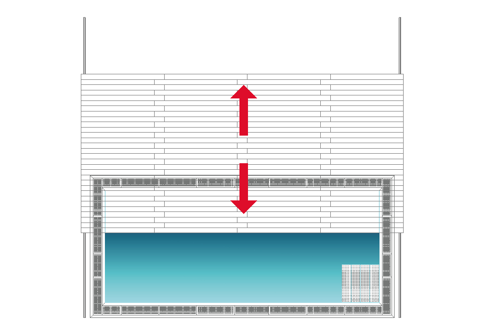 Pojízdná terasa s příčným posunem k bazénu 3m x 7m
