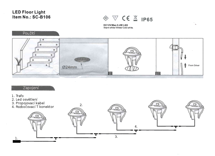 LED osvětlení schodiště 2ks (1m) - studená bílá